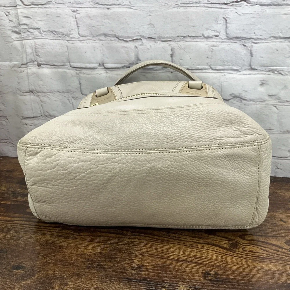 Michael Kors Cream Leather‎ Satchel Bag Gold Hardware Handbag Purse